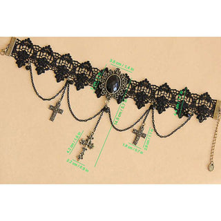 Black Cross Chain Lace Necklace Choker