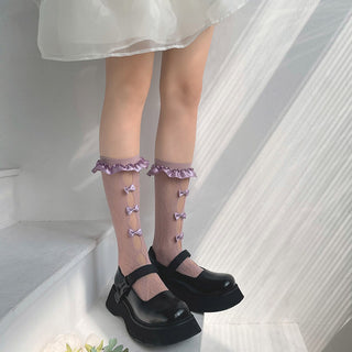 Bow Tie-Up Lace Socks
