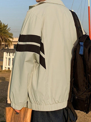 Men's Contrast Striped Zip Up Jacket