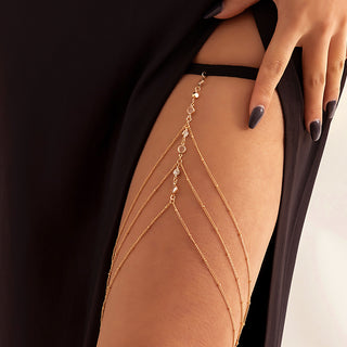 Faux Pearl Decor Thigh Chain