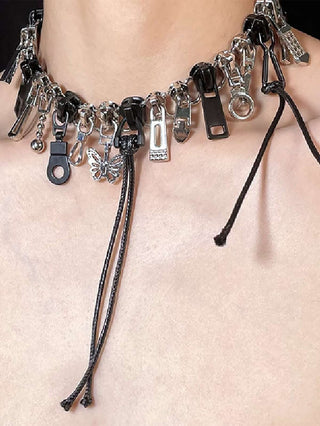 Multiple Zipper Choker Necklace