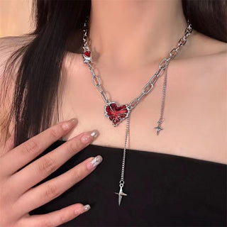 Red Enamel Heart Necklace