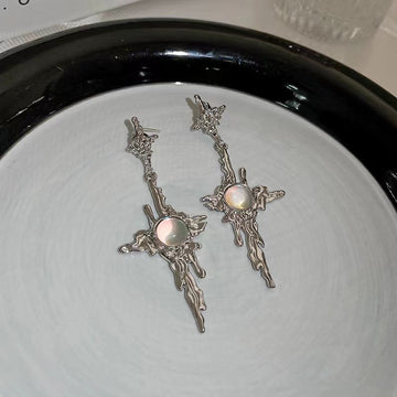 Liquid Metal Y2K Gemstone Earrings