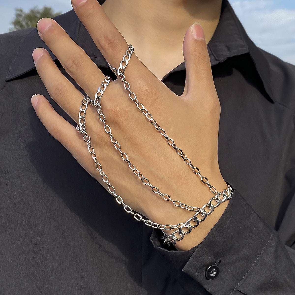 Metal Chain Finger Ring Bracelet
