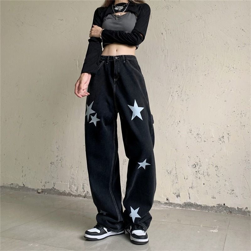 Y2K Retro Streetwear Star Pants