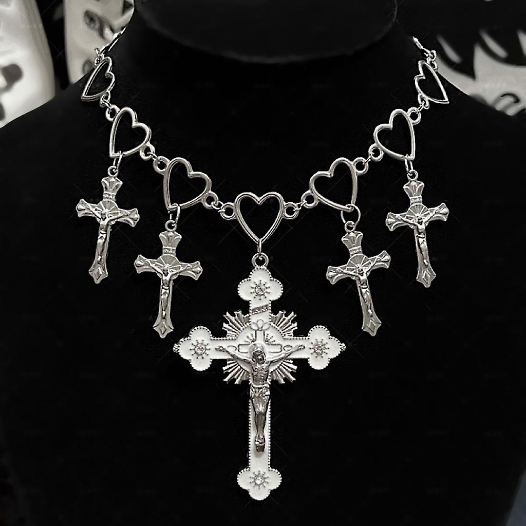 Hollow Heart Cross Necklaces