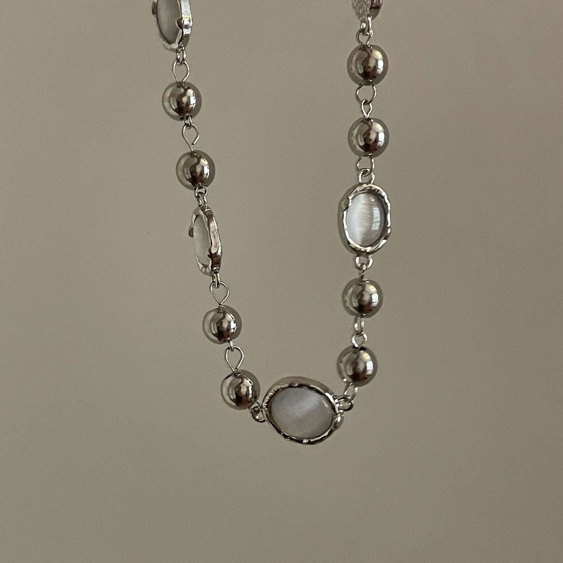 Grunge Faux Gem Decor Beads Necklace
