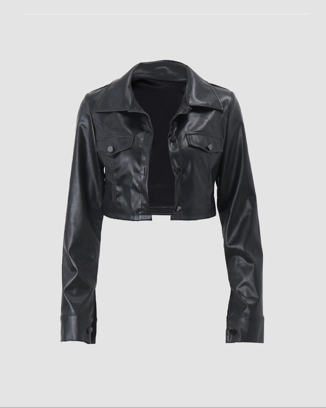 Cropped Black Faux Leather Jacket