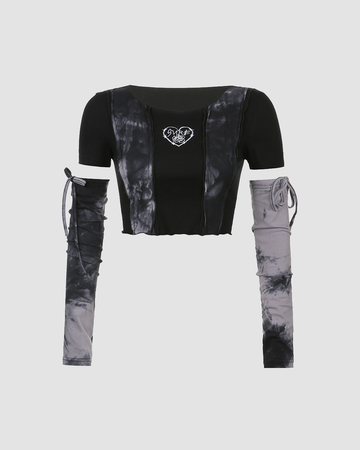 Goth Short Sleeve Top + Arm Sleeve Set