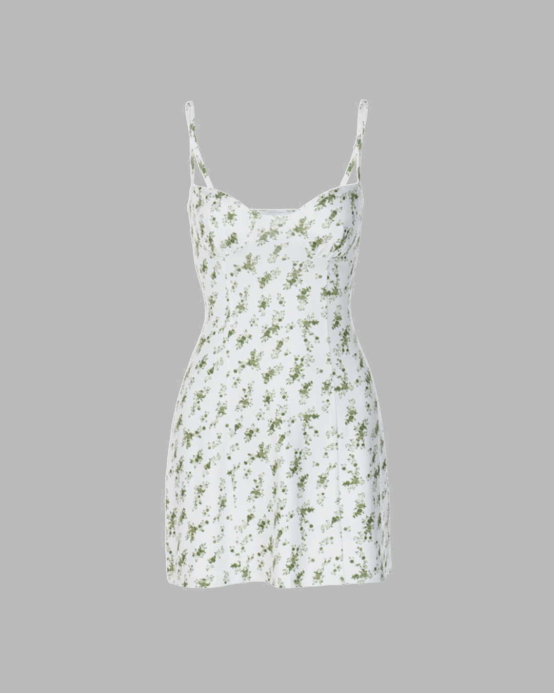 Green Floral Print Y2K Mini Dress