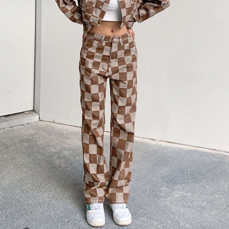 Brown Checkered Pants