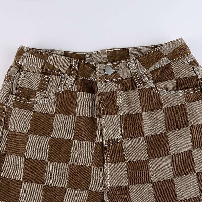 Brown Checkered Pants