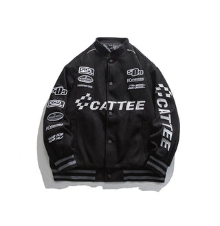 Embroidered Moto Varsity Jacket