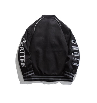 Embroidered Moto Varsity Jacket