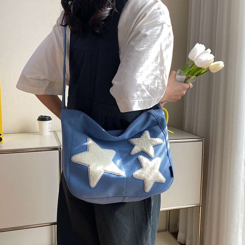 Large Hobo Bag Star Decor With Flower Bag Charm