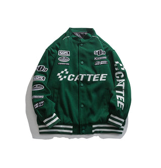 Embroidered Moto Varsity Jacket