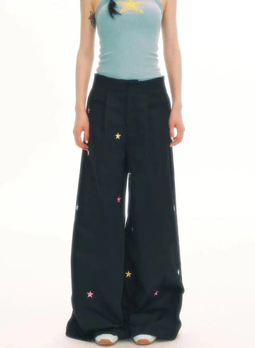 Star Embroidered Wide Trousers