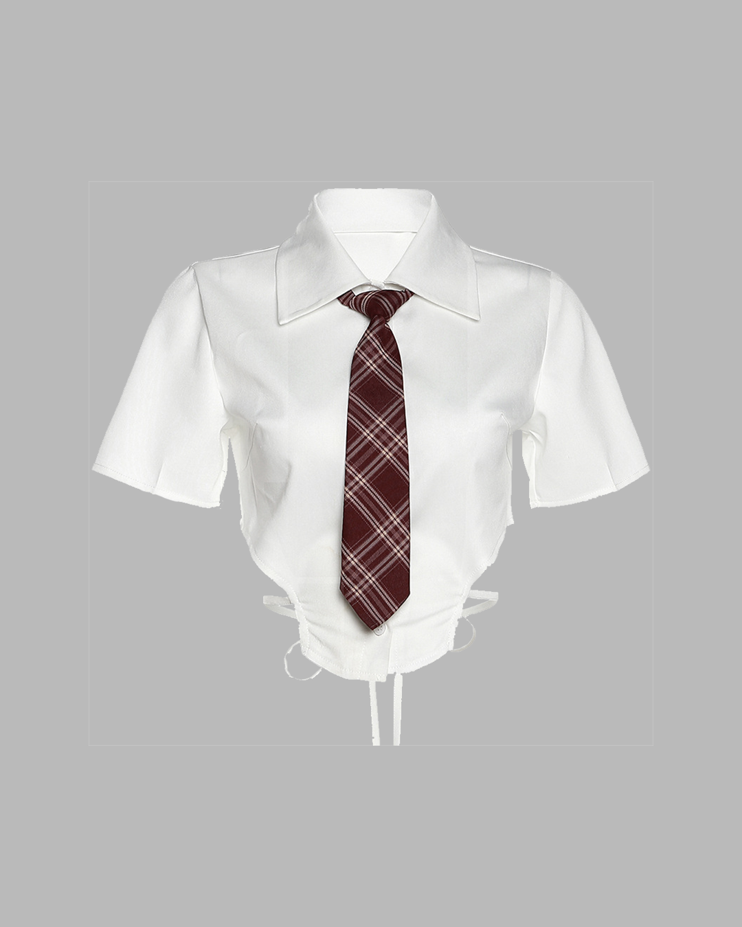 Short-Sleeve Plain Crop Shirt