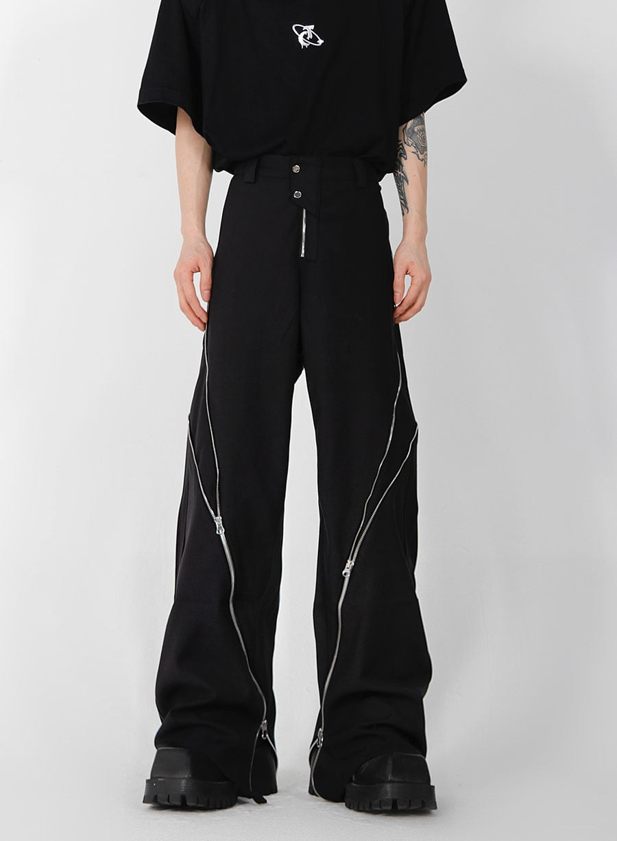 Zipped Seam Loose Fit Trousers