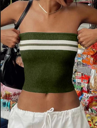 Knit Striped Bandeau Crop Top