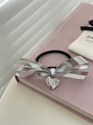 Silver Ribbon Hair Rubber/Clamp