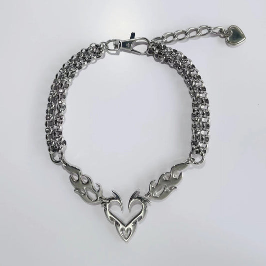 Grunge Heart Chain Necklace
