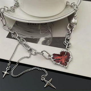 Red Enamel Heart Necklace