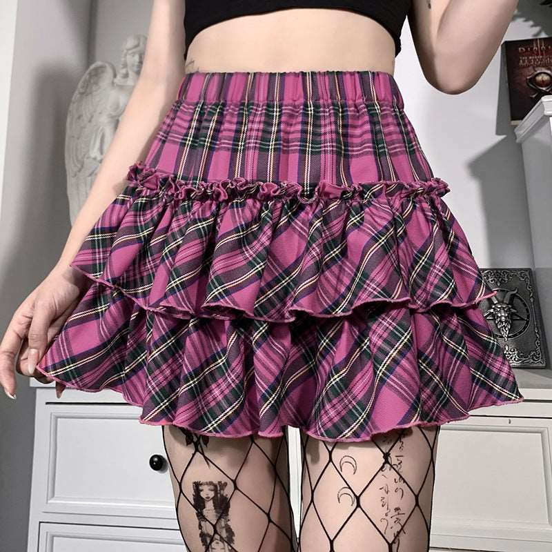 Plaid High Waist Skirt