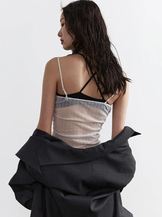 Sheer Ruffled Camisole Top