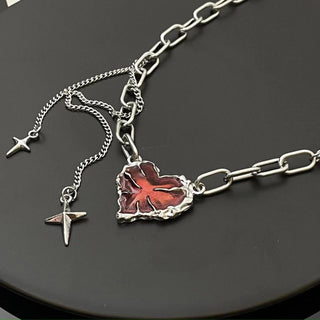 Red Enamel Heart Necklace