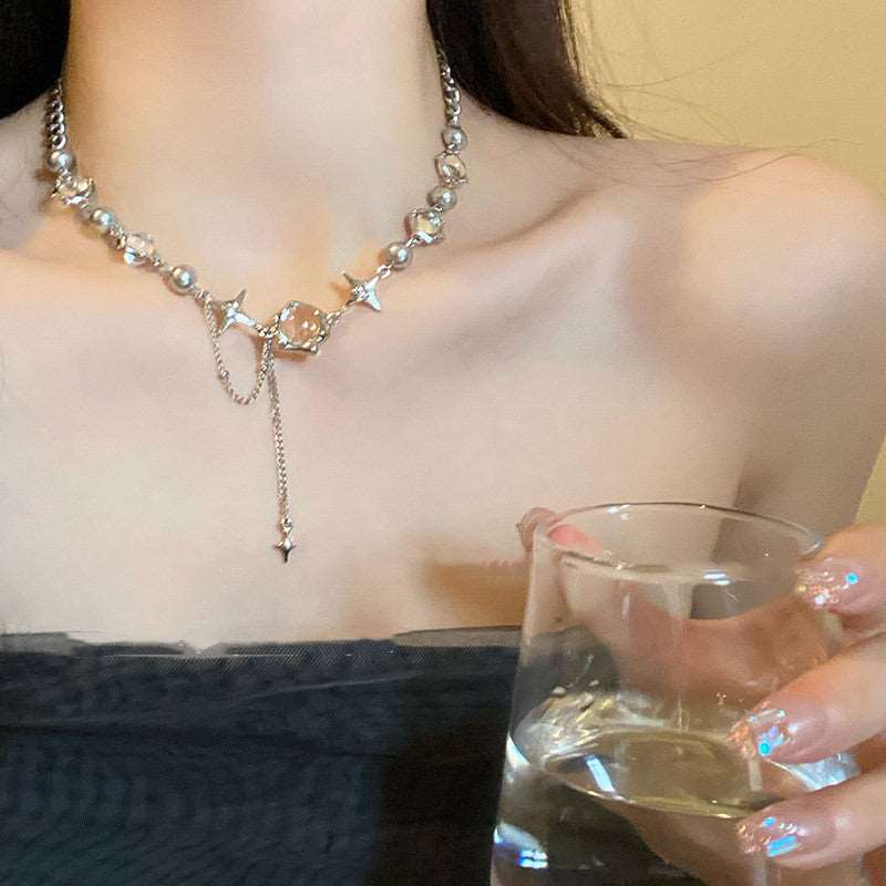 Rhinestone Star Beads Chain Necklace