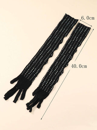 Rhinestone Decor Long Gloves