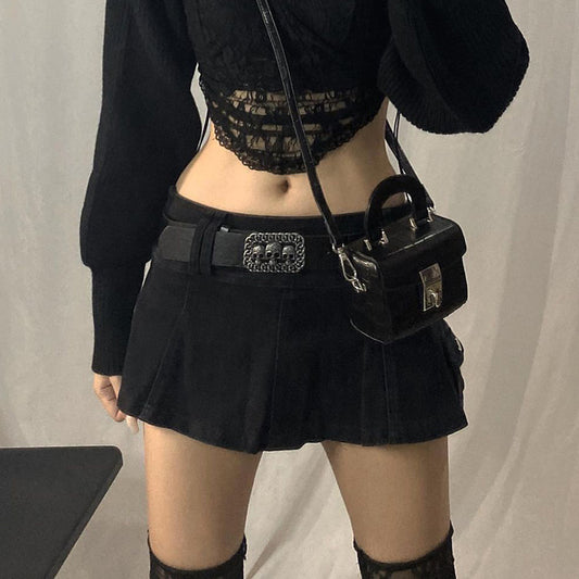 Goth Denim Mini Skirt