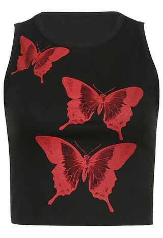 Butterfly Print Crop Tank Top