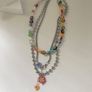 Y2K Flower Layered Necklace