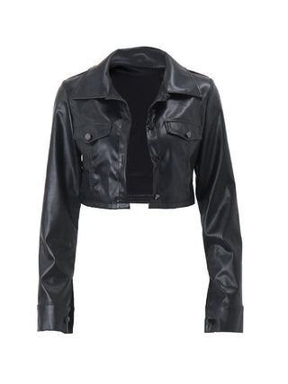 Cropped Black Faux Leather Jacket