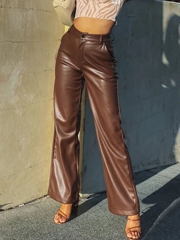 High Waist Faux Leather Pants